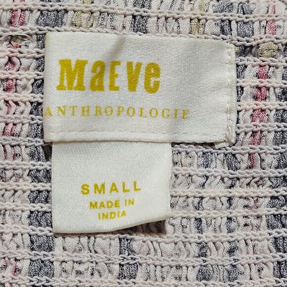 Maeve Anthropologie Zamirah Smocked Wide-Leg Pants Striped Pattern Small Size - Picture 3 of 15